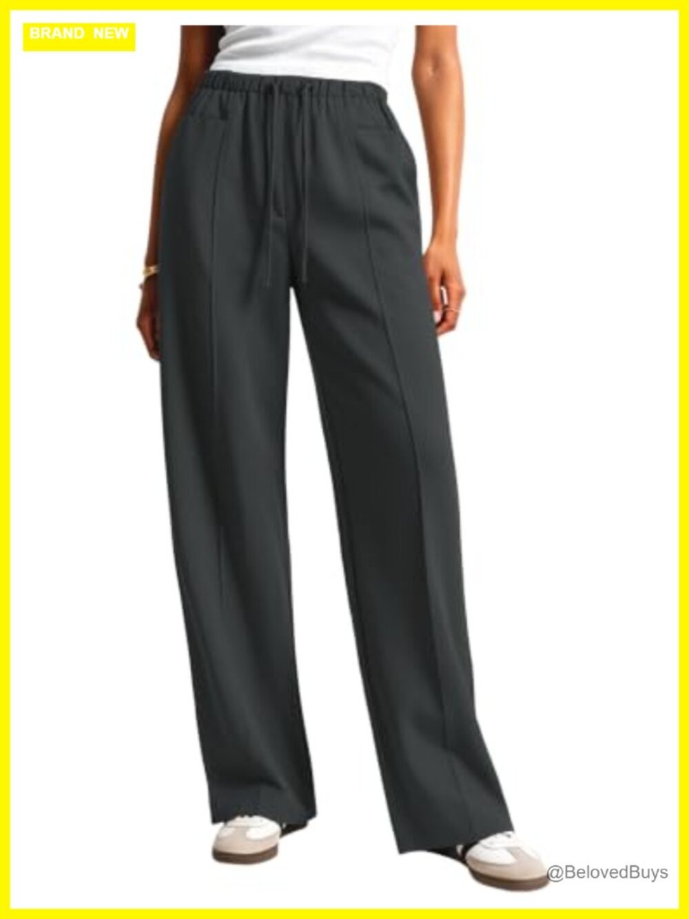 Womens High Rise Wide Leg Barrel Pants Wear to Work Trousers Drawstring Palazzo